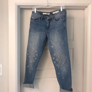 Anthropologie Pilcro Slim Boyfriend Jeans with embroidered detail